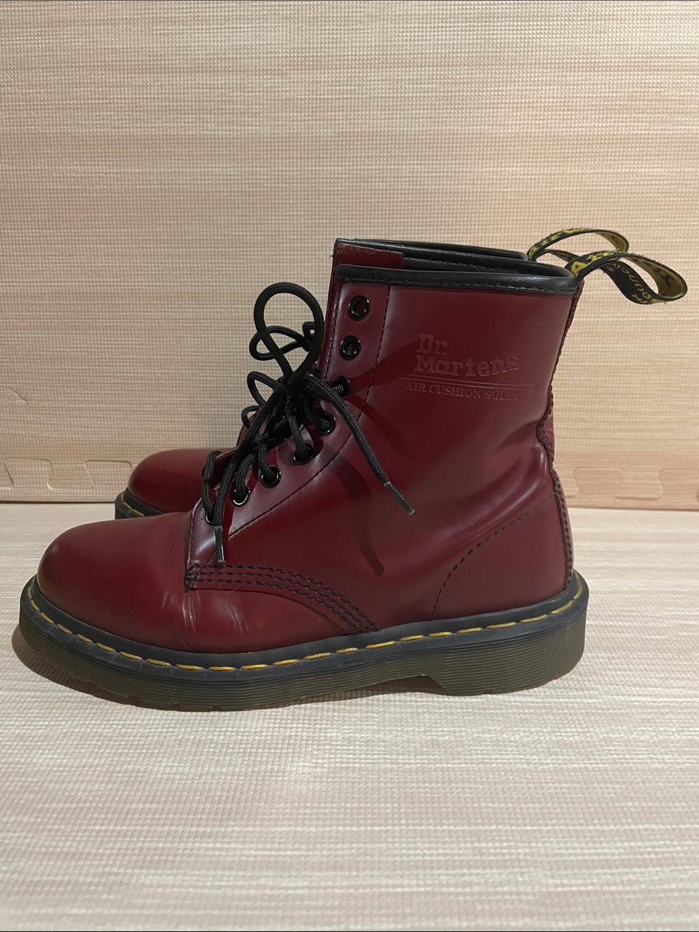 Vintage Dr. Martens 1460 Cherry Red Leather 8-Eye Lace-Up Boots - Picture 5 of 8